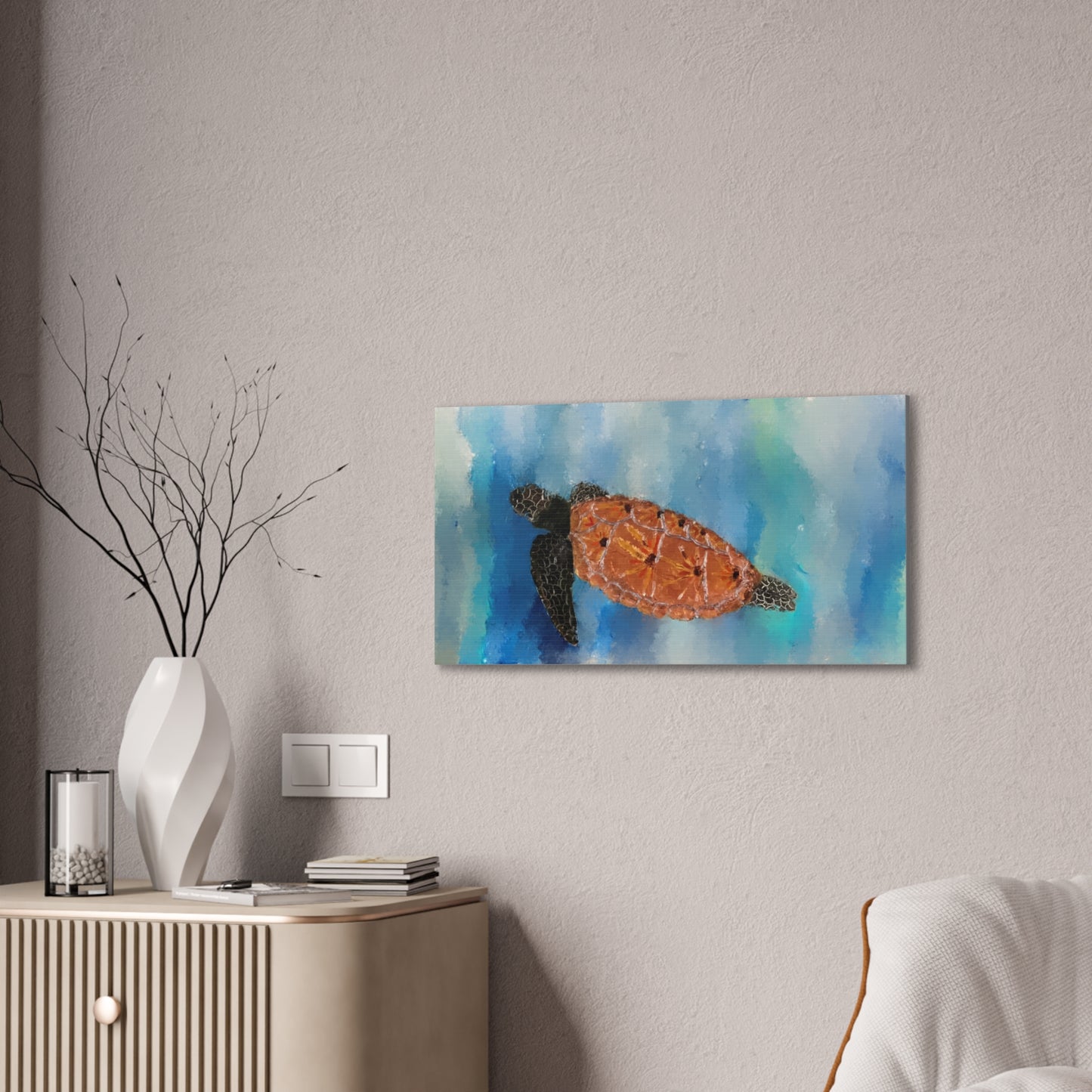 Ocean Wanderer: Tranquil Sea Turtle stretched canvas print