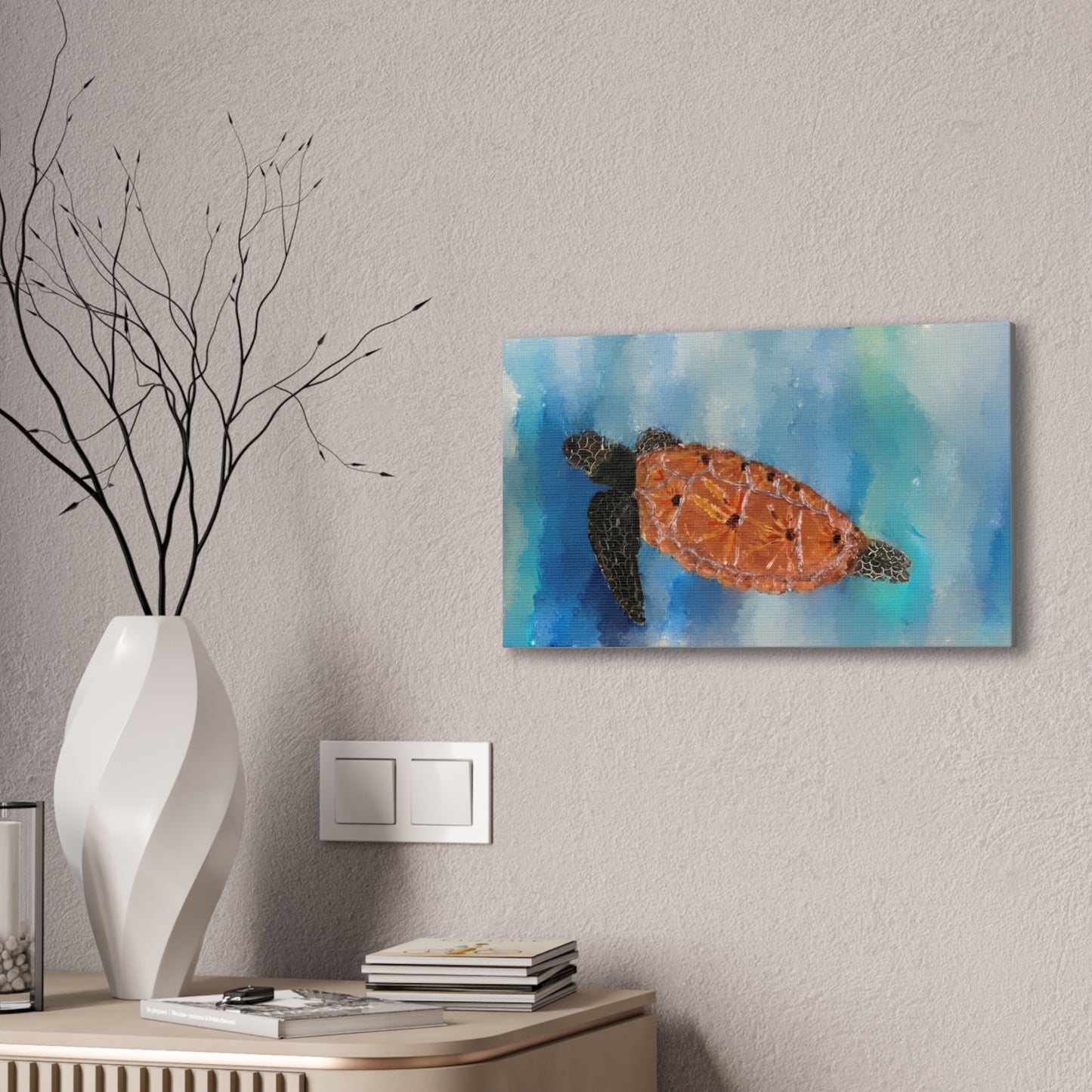 Ocean Wanderer: Tranquil Sea Turtle stretched canvas print