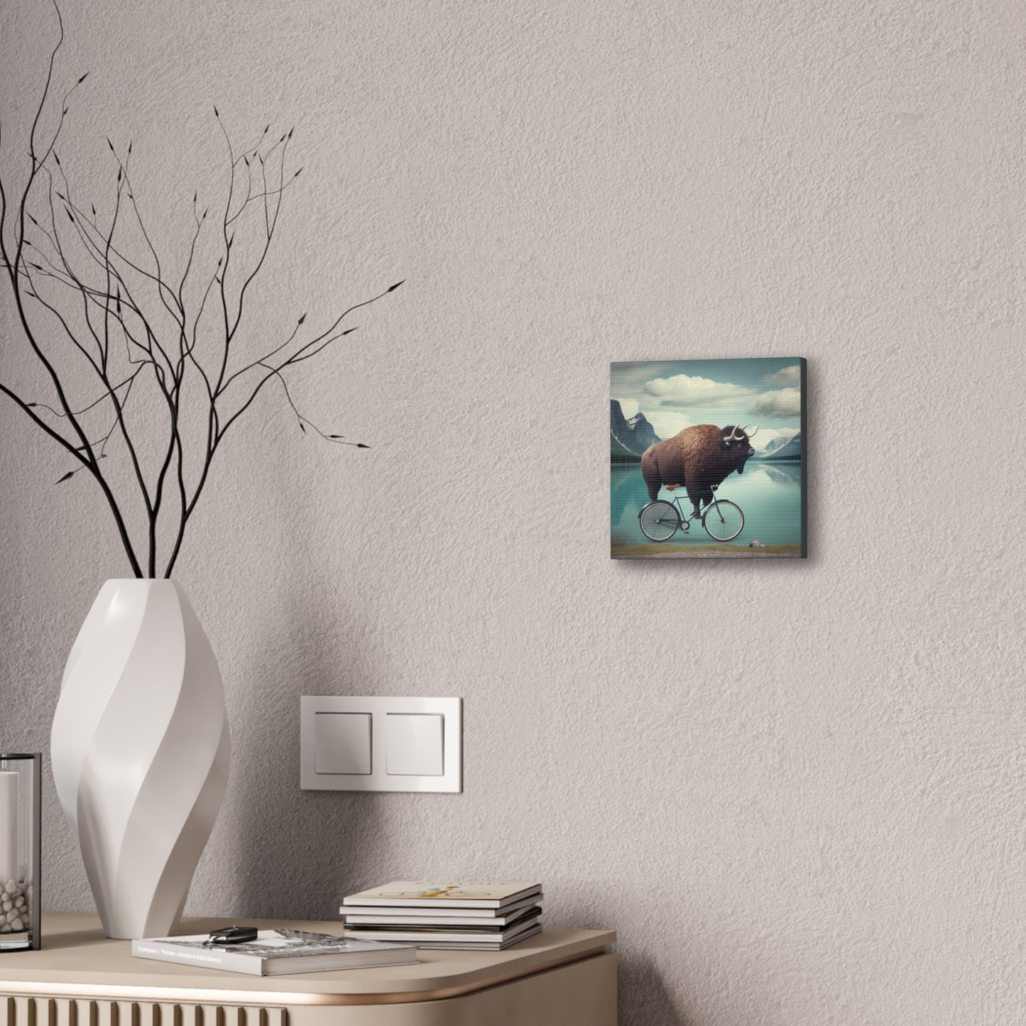 Ride of the Bison: Whimsical Wilderness stretched canvas print