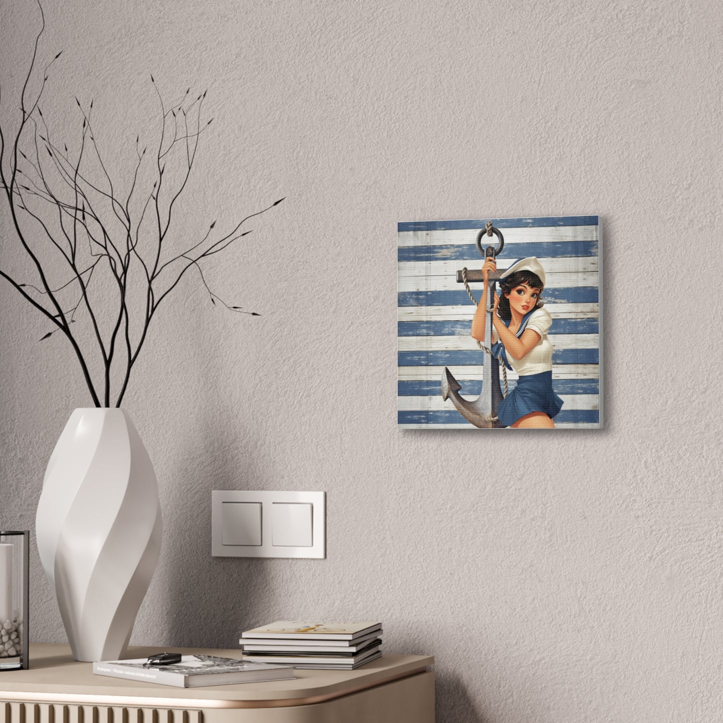 Nautical Pin-Up: Vintage Sailor Charm Stretched Canvas Print