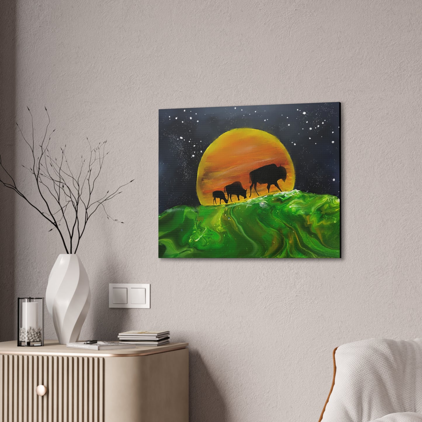 Majestic Bison Journey stretched canvas print