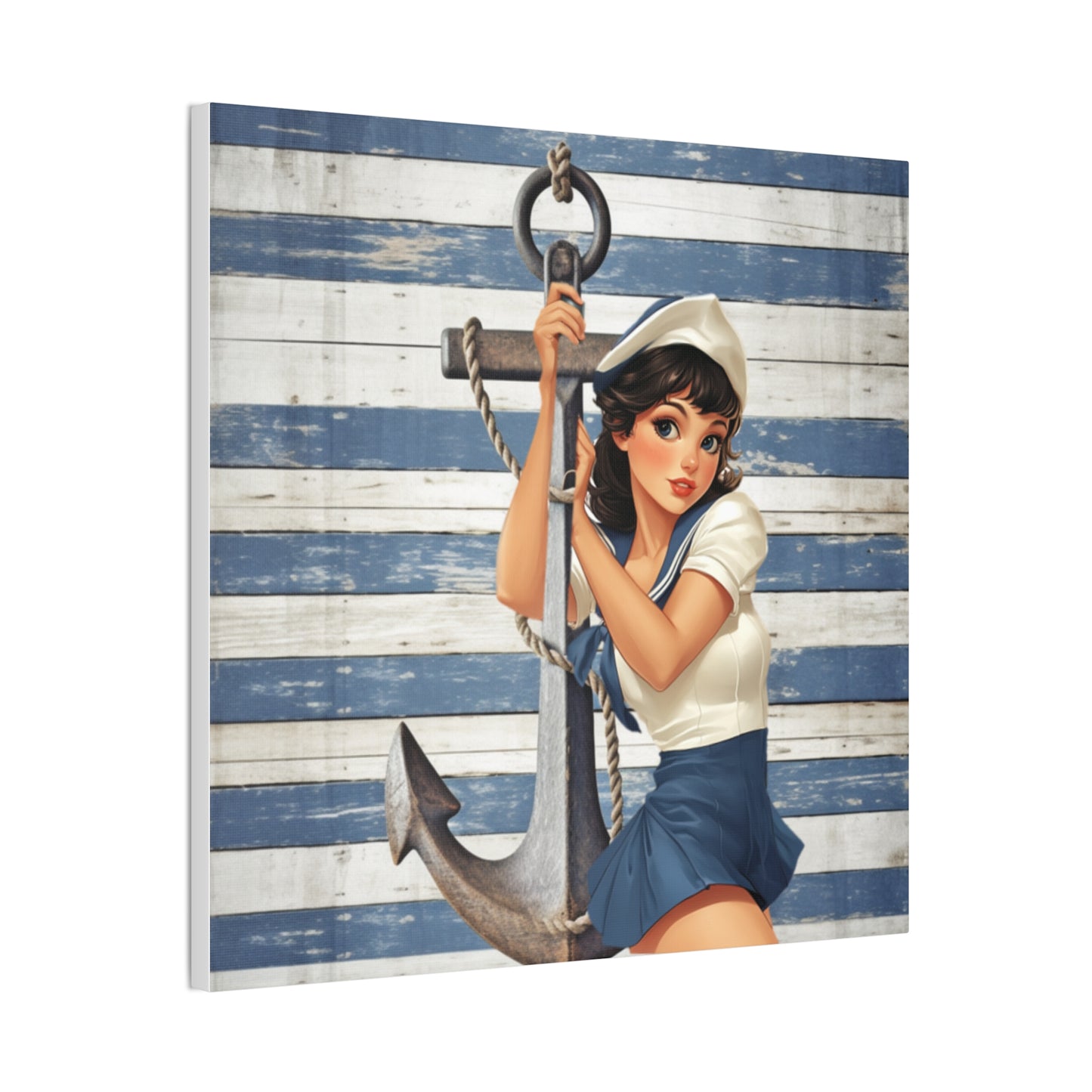 Nautical Pin-Up: Vintage Sailor Charm Stretched Canvas Print