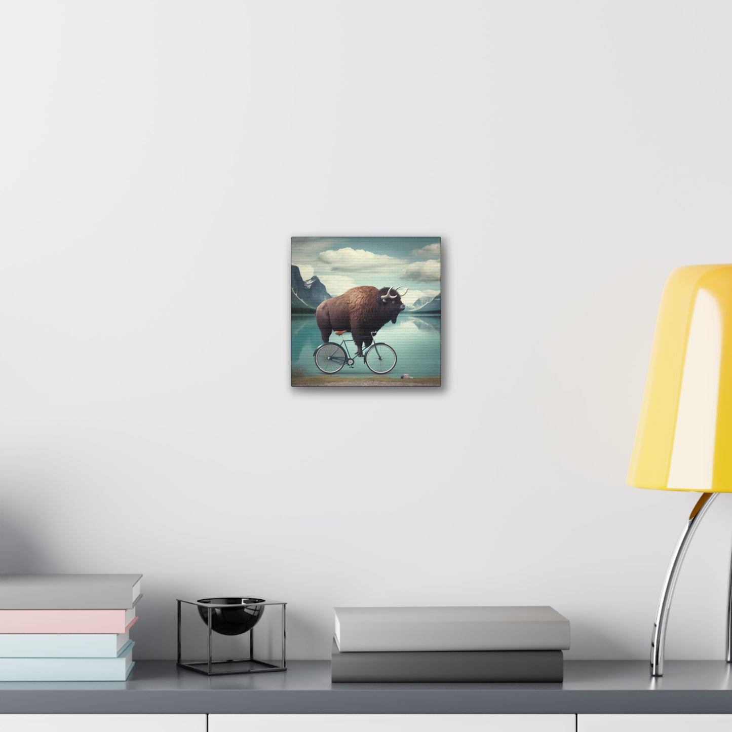 Ride of the Bison: Whimsical Wilderness stretched canvas print
