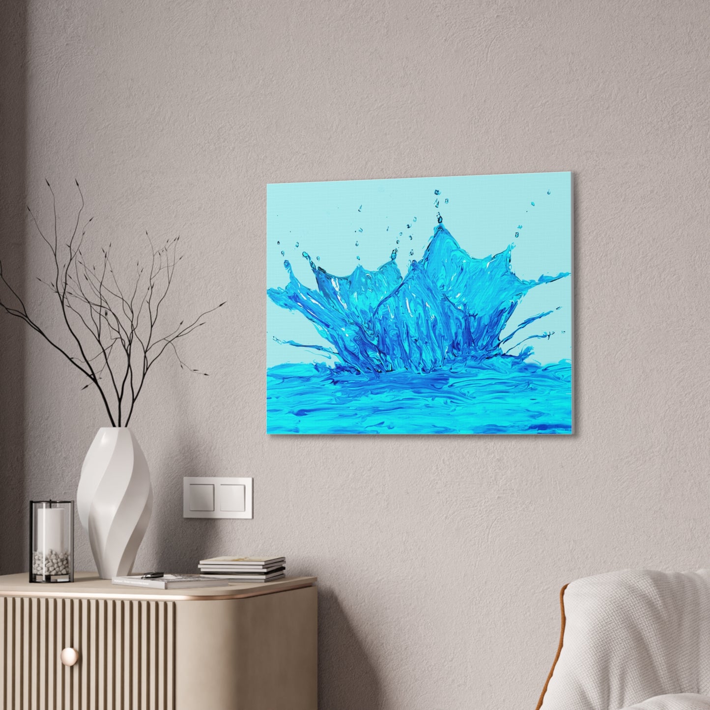 Splash of Life: Dynamic Water in Motion stretched canvas print