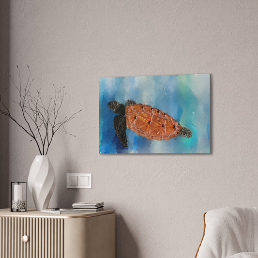 Ocean Wanderer: Tranquil Sea Turtle stretched canvas print