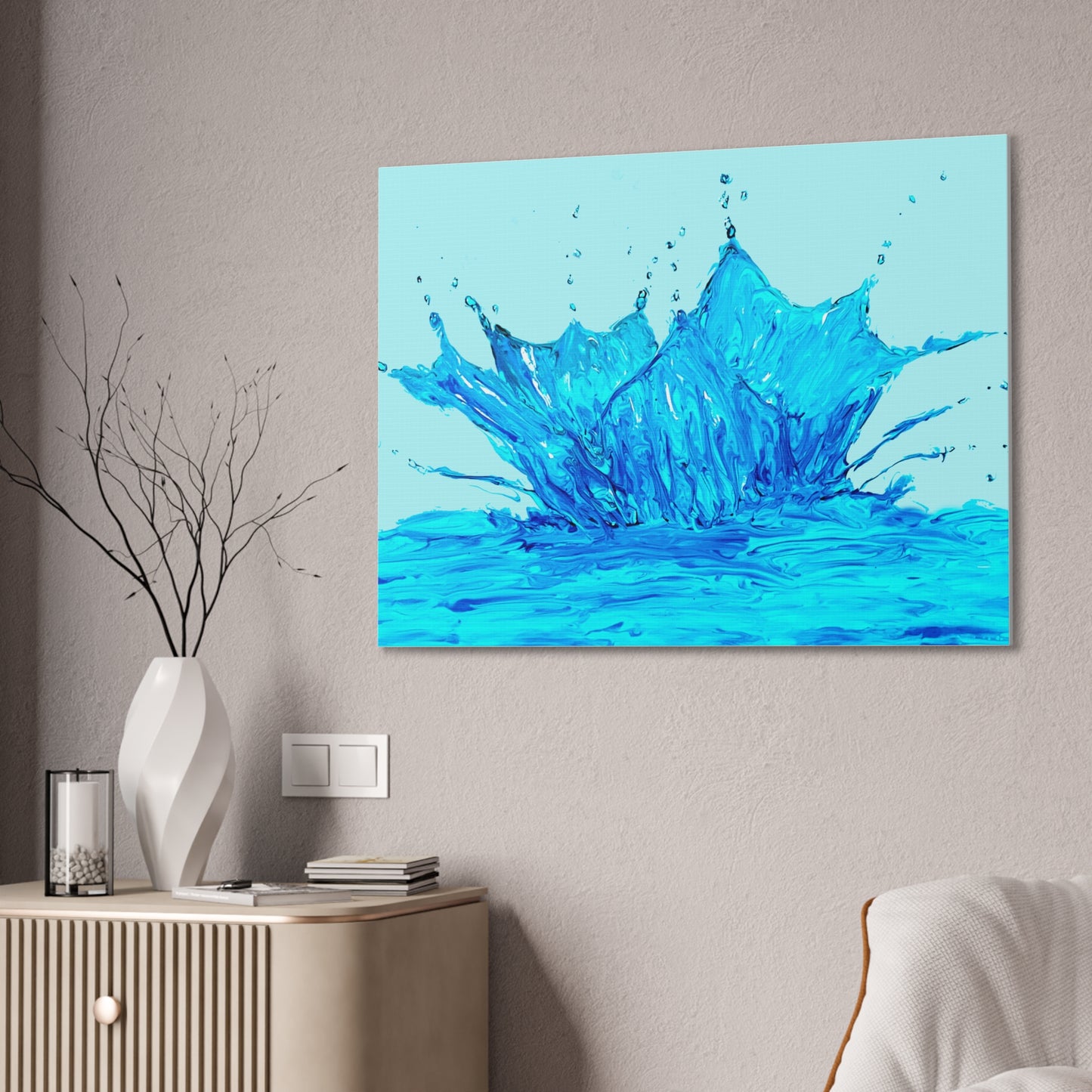 Splash of Life: Dynamic Water in Motion stretched canvas print