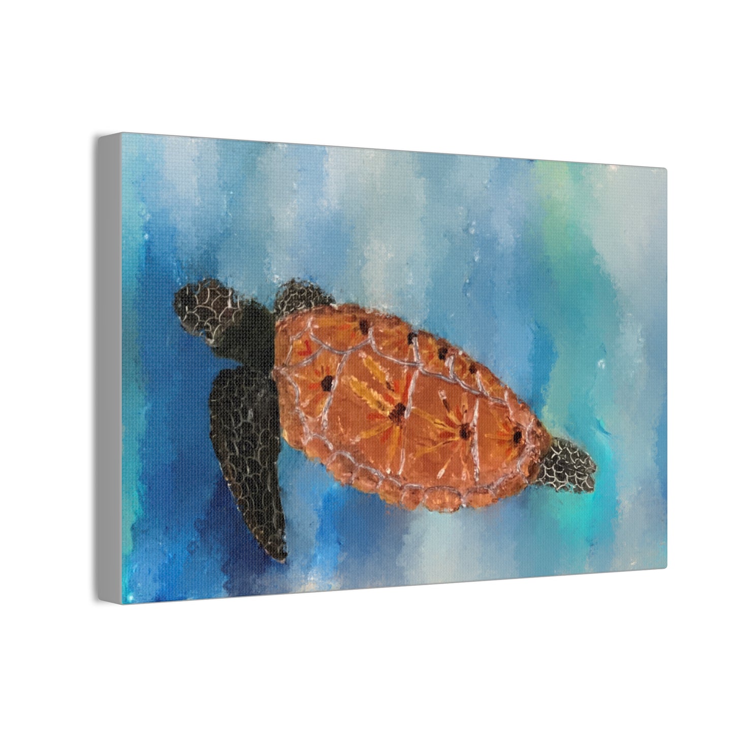 Ocean Wanderer: Tranquil Sea Turtle stretched canvas print