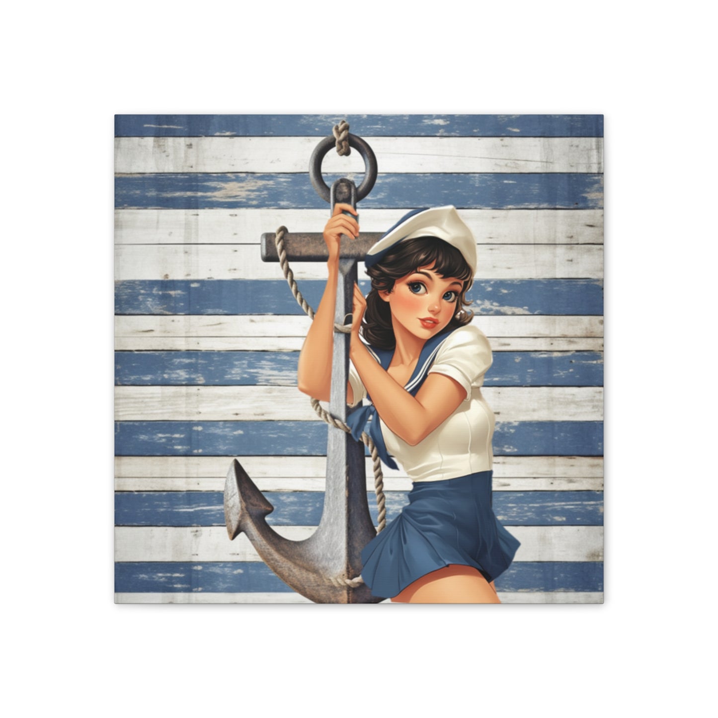 Nautical Pin-Up: Vintage Sailor Charm Stretched Canvas Print