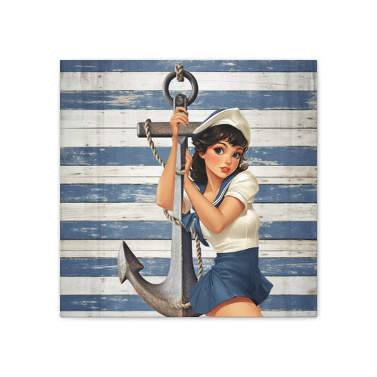 Nautical Pin-Up: Vintage Sailor Charm Stretched Canvas Print