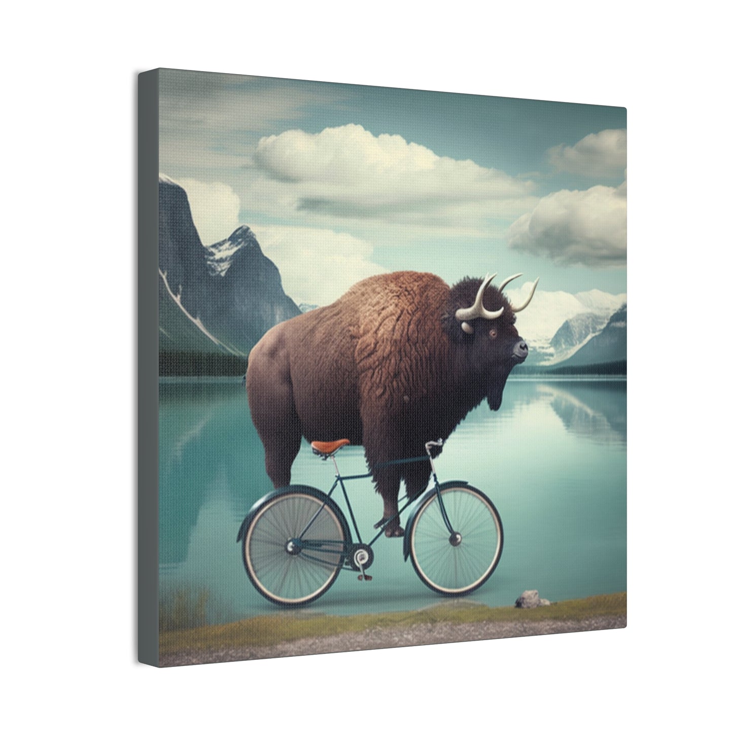 Ride of the Bison: Whimsical Wilderness stretched canvas print