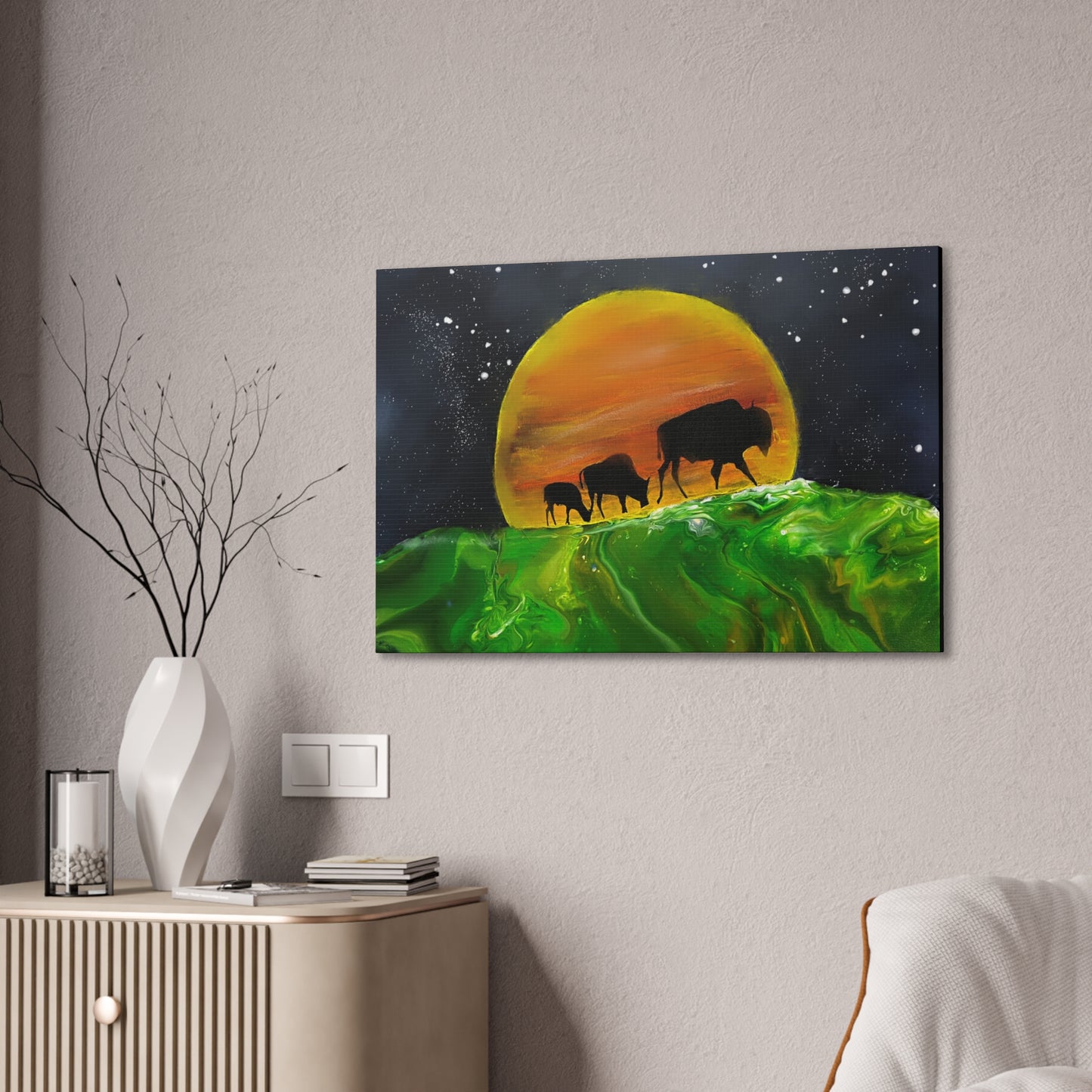 Majestic Bison Journey stretched canvas print