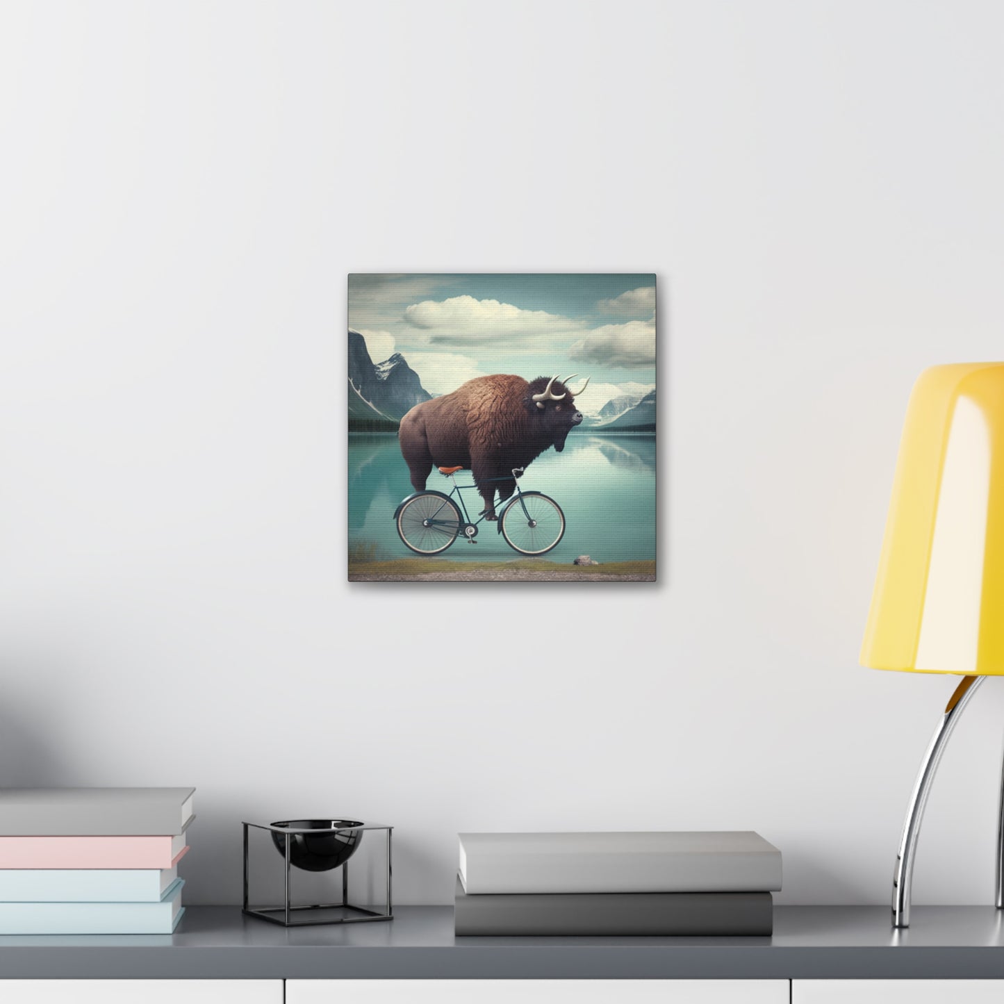 Ride of the Bison: Whimsical Wilderness stretched canvas print