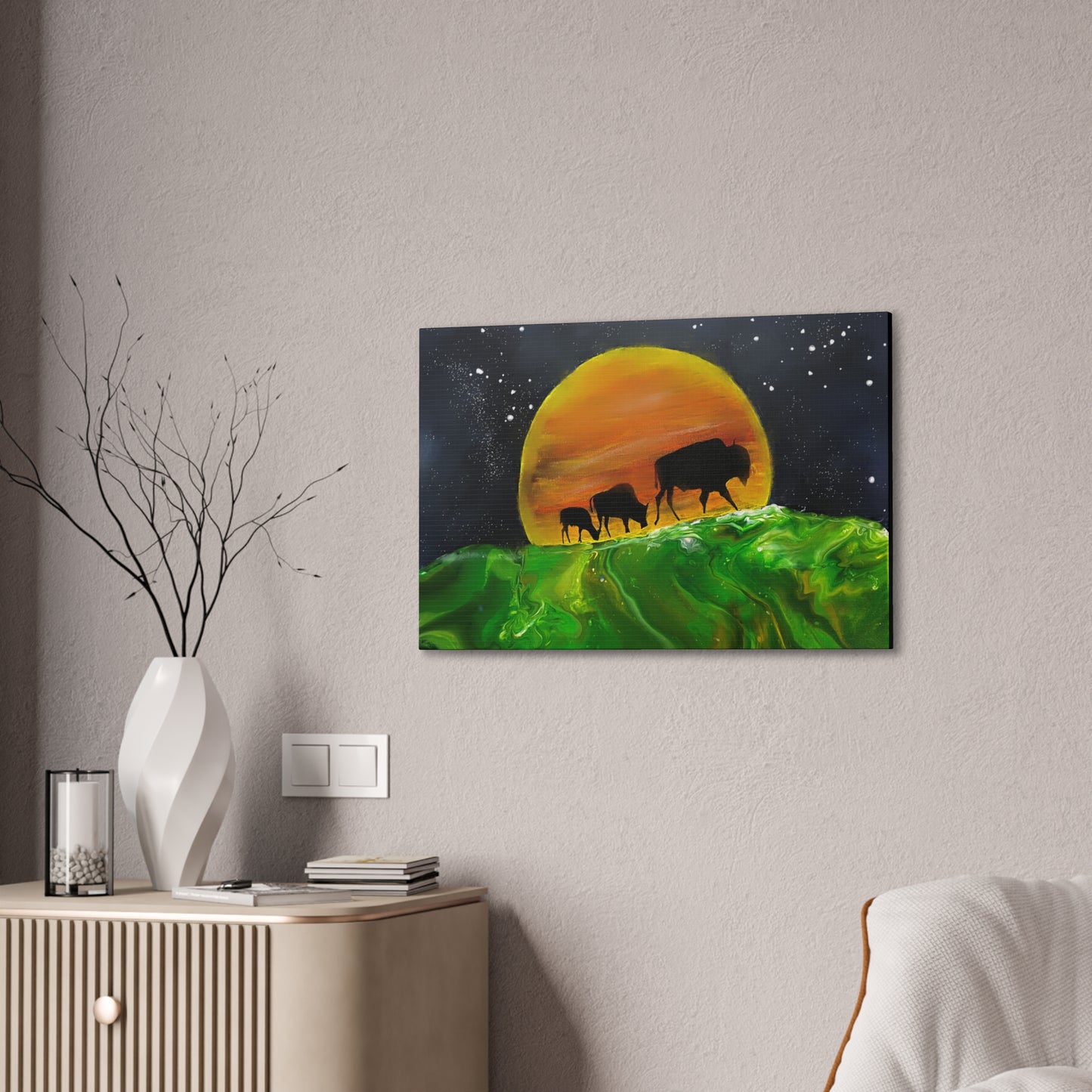 Majestic Bison Journey stretched canvas print