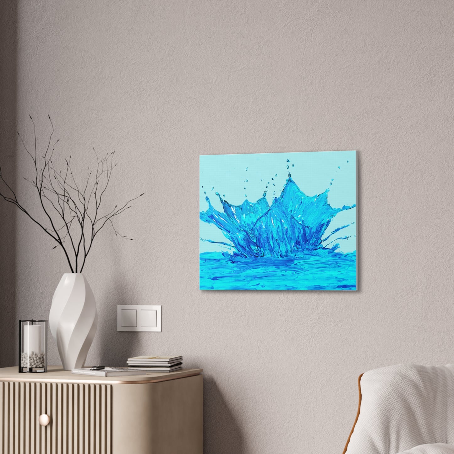 Splash of Life: Dynamic Water in Motion stretched canvas print