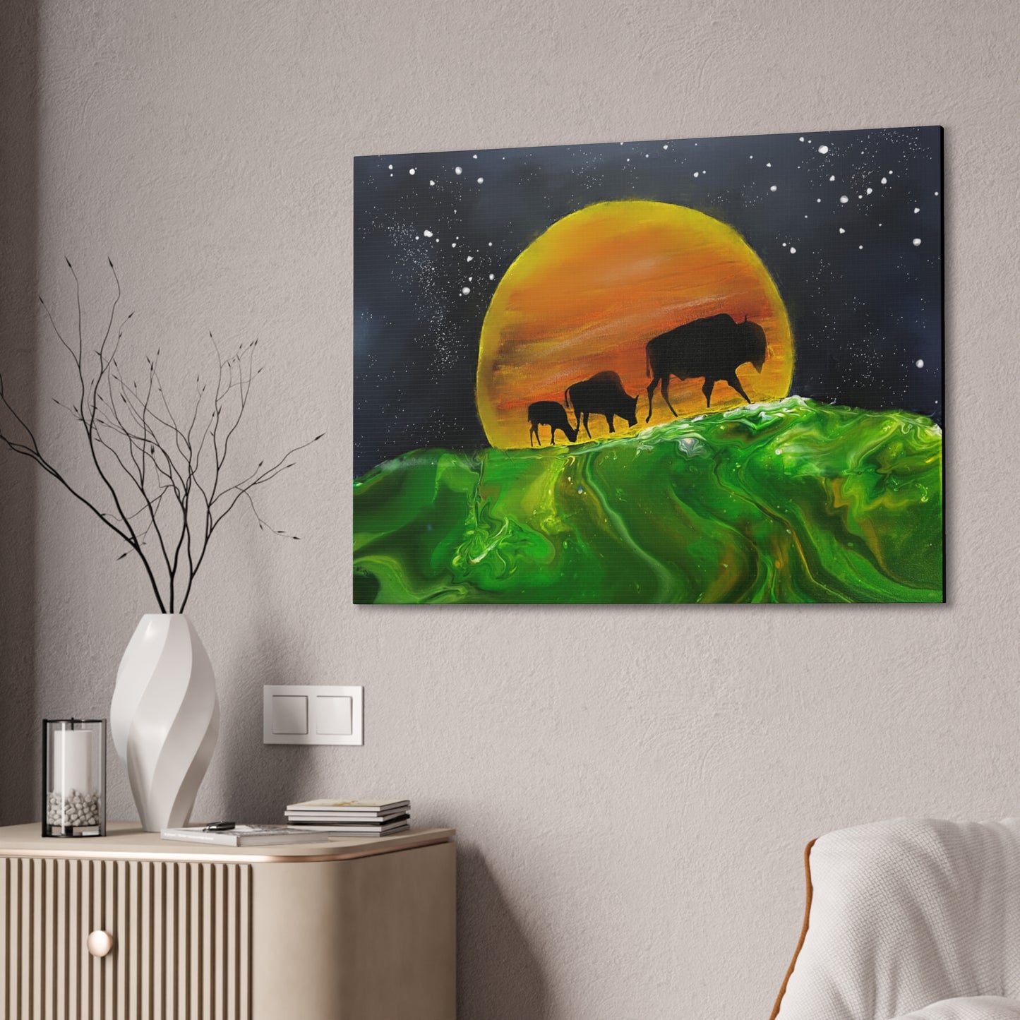 Majestic Bison Journey stretched canvas print