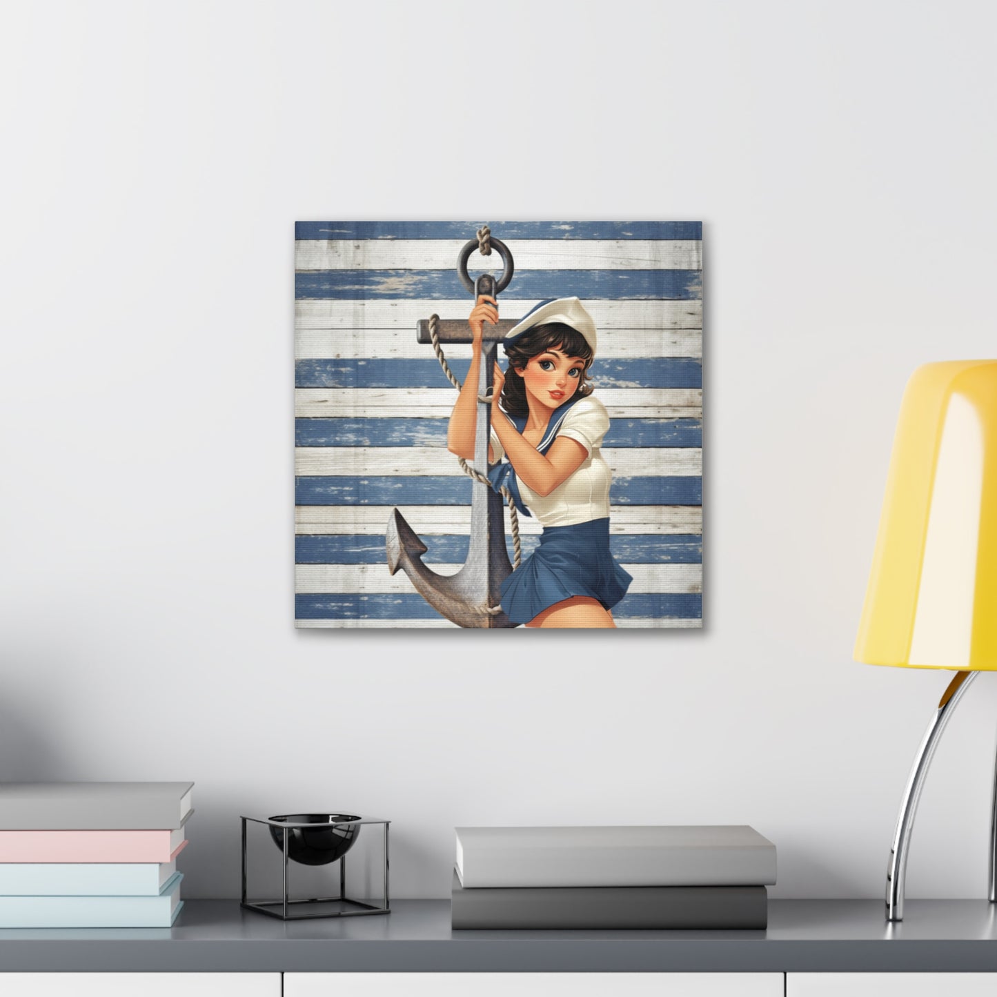 Nautical Pin-Up: Vintage Sailor Charm Stretched Canvas Print