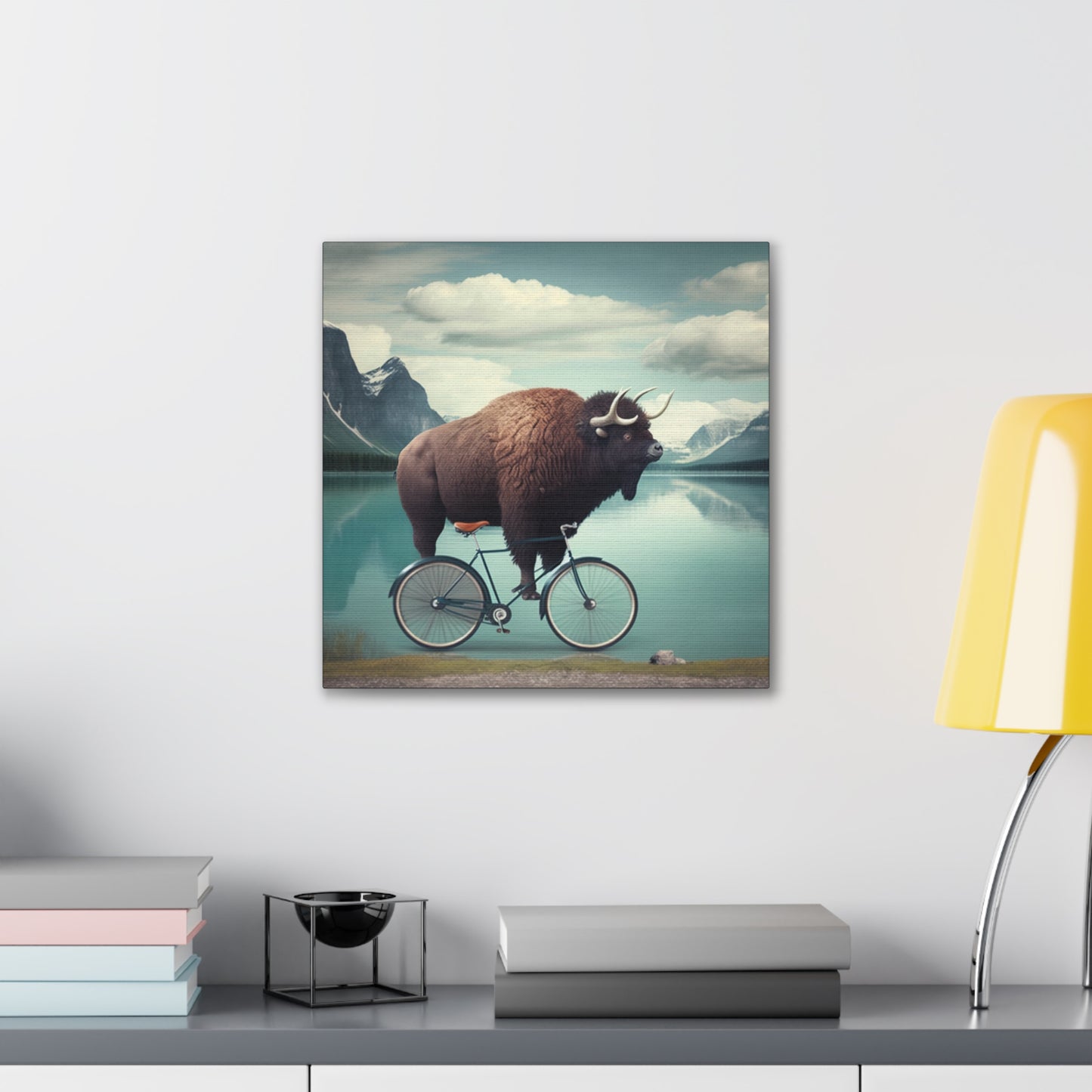 Ride of the Bison: Whimsical Wilderness stretched canvas print