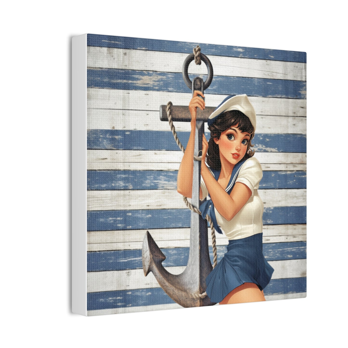 Nautical Pin-Up: Vintage Sailor Charm Stretched Canvas Print