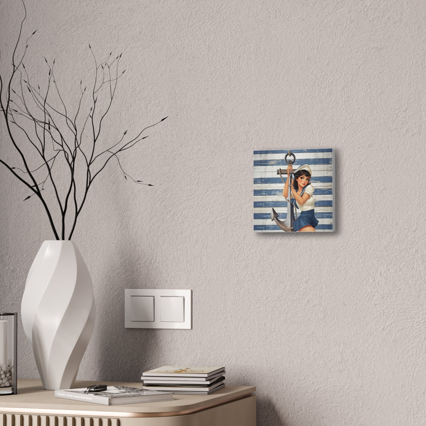 Nautical Pin-Up: Vintage Sailor Charm Stretched Canvas Print