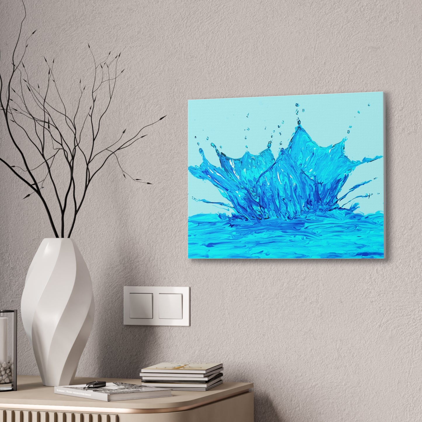 Splash of Life: Dynamic Water in Motion stretched canvas print