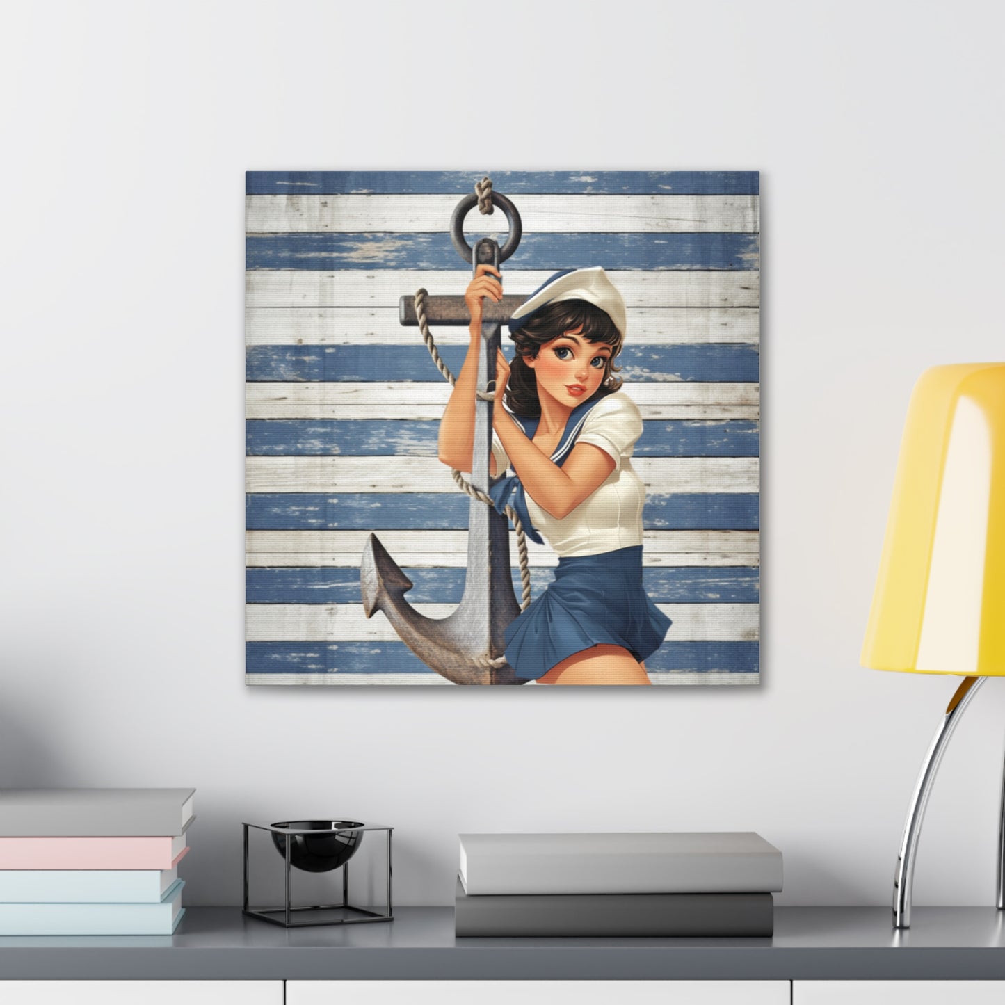 Nautical Pin-Up: Vintage Sailor Charm Stretched Canvas Print