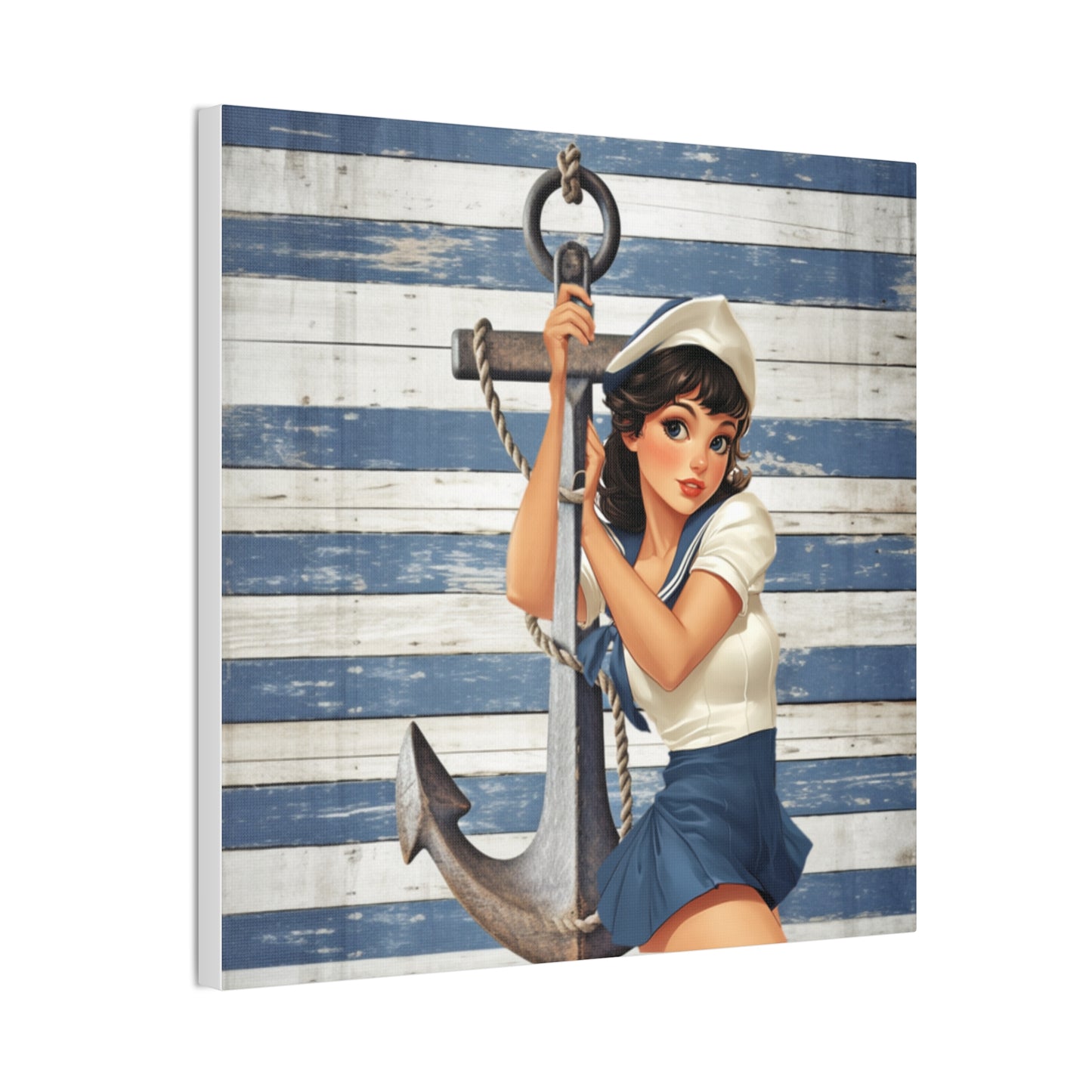 Nautical Pin-Up: Vintage Sailor Charm Stretched Canvas Print